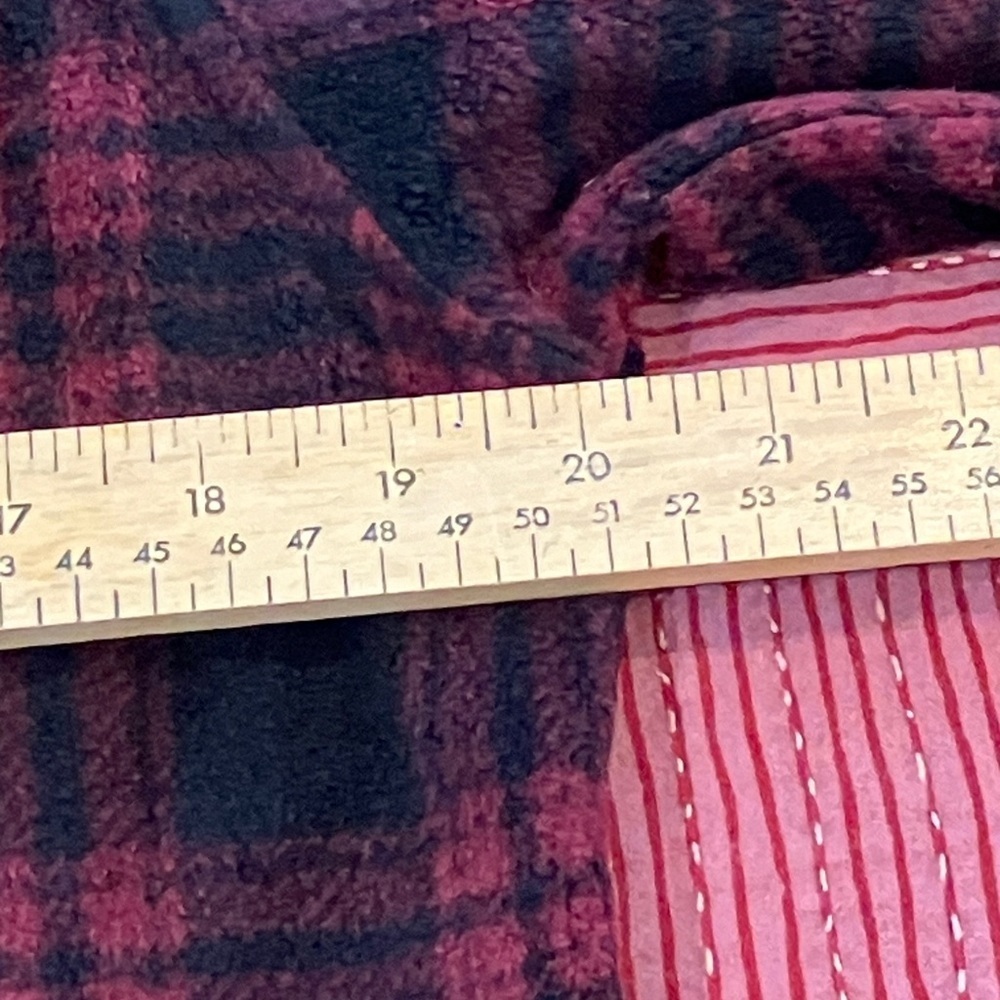 George Men's small burgundy / Black Plaid fleece Button Down Shirt - Picture 3 of 10